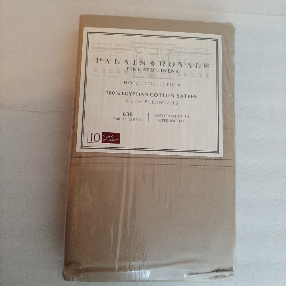 Palais Royale Egyptian Cotton Sateen King Pillowcase pair Tan